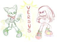 artist:virgovoid bandana character:Carol_Tea character:knuckles crossover female fight freedom_planet male safe simple_background sketch smile sonic_the_hedgehog text // 1280x961 // 885.1KB