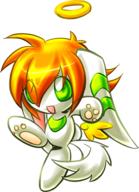 chao character:Milla_Basset chibi halo happy pawpads safe transparent_background wings // 434x600 // 253.7KB