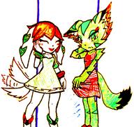 Freedom_Planet_2 artist:The0neLeviafun character:Carol_Tea character:Milla_Basset dress female safe simple_background traditional // 2048x1929 // 588.0KB
