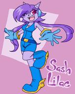 artist:Aono character:Sash_Lilac female freedom_planet open_mouth safe simple_background smile teeth text wink // 966x1222 // 51.1KB