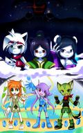 Team_Lilac artist:Melky background bandana barefoot card character:Carol_Tea character:Milla_Basset character:Neera_Li character:Prince_Dail character:Sash_Lilac character:Spade fang female freedom_planet gems male official_fan_art_contest_2014 open_mouth safe scenery smile sparkles staff // 753x1200 // 559.4KB