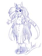 alt_outfit artist:metalli character:Sash_Lilac female long_hair monochrome safe sketch // 1024x1365 // 520.1KB