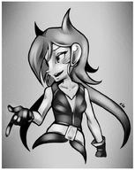 artist:R-no71 character:Sash_Lilac female humanized monochrome open_mouth safe simple_background teeth // 798x1002 // 190.5KB