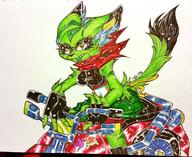 Freedom_Planet_2 absurd_resolution artist:CyberKurustaru bandana character:Carol_Tea female midriff motorcycle navel no_background safe traditional // 3501x2858 // 7.4MB