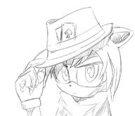 artist:Cheshire bandana beta cards cavy character:Spade freedom_planet hat male monochrome no_background safe sketch // 700x600 // 187.8KB