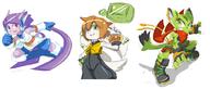 Freedom_Planet_2 Team_Lilac artist:Tale3211 bandana character:Carol_Tea character:Milla_Basset character:Sash_Lilac cube female open_mouth safe sketch teeth // 1024x438 // 393.6KB