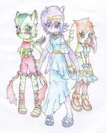 Team_Lilac alt_outfit artist:AnaNini blushing character:Carol_Tea character:Milla_Basset character:Sash_Lilac cosplay crossover dress female freedom_planet open_mouth safe smile teeth traditional zelda // 1024x1276 // 360.0KB