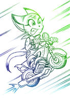 artist:NekoAmine bandana character:Carol_Tea fangs female freedom_planet lineart motion_lines motorcycle safe smile teeth // 600x843 // 253.5KB