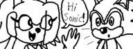 artist:christophe character:Sash_Lilac character:Sonic crossover female male miiverse monochrome no_background open_mouth safe sonic_the_hedgehog // 320x120 // 3.9KB