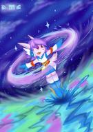 Freedom_Planet_2 artist:Adam_C_McMakin character:Sash_Lilac clouds cyclone female happy open_mouth safe sparkles stars teeth // 1024x1451 // 192.8KB
