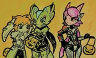 Commander_Shepard Faraam_Knight Freedom_Planet_2 Kat Team_Lilac artist:The0neLeviafun character:Carol_Tea character:Sash_Lilac cosplay crossover female halloween safe smile tongue_out traditional // 1024x619 // 172.6KB