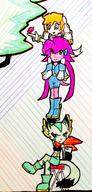 Team_Lilac artist:The0neLeviafun barefoot butterfly character:Carol_Tea character:Milla_Basset character:Sash_Lilac female freedom_planet open_mouth safe smile traditional tree // 981x2048 // 394.0KB