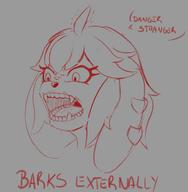 Portrait artist:badfidhell character:Milla_Basset fangs open_mouth sketch tagme text tongue // 639x651 // 109.6KB