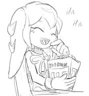 Freedom_Planet_2 artist:goshaag character:Milla_Basset eating eyes_closed female laughing monochrome open_mouth safe sketch teeth text tongue // 548x590 // 51.3KB