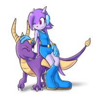 artist:goshaag breasts character:Sash_Lilac character:Spyro_The_Dragon crossover safe transparent_background wink // 1167x1174 // 481.1KB