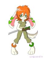 alt_outfit artist:virgovoid barefoot character:Milla_Basset female safe smile sword // 768x1024 // 189.3KB