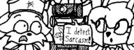 artist:christophe character:Sash_Lilac character:mayor_zao female freedom_planet male miiverse monochrome open_mouth safe speech_bubble teeth text // 320x120 // 4.8KB