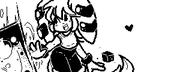 Freedom_Planet_2 artist:ninfia character:Milla_Basset cube female happy heart miiverse monochrome open_mouth safe teeth tongue // 320x120 // 2.5KB