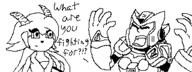 Megaman_X artist:Therman123 character:Sash_Lilac character:Zero crossover female freedom_planet male miiverse monochrome open_mouth safe teeth text // 320x120 // 4.7KB