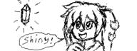 Freedom_Planet_2 artist:Rinth character:Milla_Basset crystal female happy miiverse monochrome open_mouth safe sketch speech_bubble text // 320x120 // 3.9KB