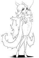 alt_outfit artist:metalli character:Sash_Lilac dress female lineart monochrome safe smoking // 546x817 // 111.3KB