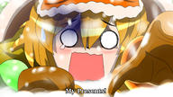 alt_outfit artist:kenjikanzaki05 character:Milla_Basset christmas female hat open_mouth safe shocked text // 1366x768 // 470.2KB