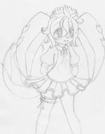 alt_outfit artist:Ether-Core blush character:Milla_Basset dress fangs female monochrome open_mouth safe sketch traditional // 996x1278 // 532.2KB