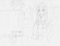 artist:Ether-Core barefoot character:Carol_Tea character:Milla_Basset character:Sash_Lilac female monochrome open_mouth safe sketch speech_bubble text traditional // 1152x891 // 387.6KB