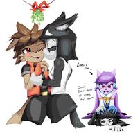 angry artist:goshaag character:Nastypoke character:OC character:Sash_Lilac character:Shen christmas fangs female male open_mouth romance safe text // 1738x1738 // 213.5KB