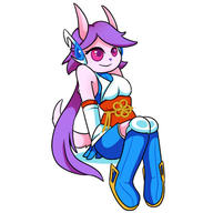 Freedom_Planet_2 artist:Fangurley character:Sash_Lilac female safe sitting_down smile // 500x500 // 58.9KB