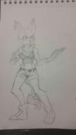artist:tufts bandana character:Carol_Tea female midriff monochrome navel safe sketch traditional // 744x1328 // 62.2KB