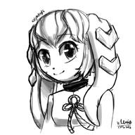 Freedom_Planet_2 Portrait artist:villyvalley16 character:Milla_Basset monochrome safe sketch smile // 1024x1024 // 142.5KB