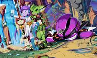 Freedom_Planet_2 Team_Lilac artist:goshaag bandana barefoot boss character:Carol_Tea character:Milla_Basset character:Sash_Lilac dragon_valley female midriff navel open_mouth pawpads safe selfie smile stars teeth tongue water wink // 1280x773 // 969.7KB