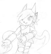 Freedom_Planet_2 artist:ghostbladebenjix character:Sash_Lilac happy monochrome no_background open_mouth sketch traditional // 569x604 // 131.4KB