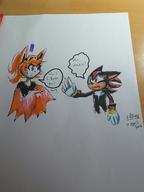 Freedom_Planet_2 NPC artist:villyvalley16 character:Maria_Notte character:Shadow crossover female male no_background open_mouth safe sketch sonic_the_hedgehog speech_bubble text tongue traditional // 900x1200 // 124.0KB