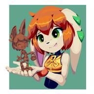 Freedom_Planet_2 Portrait artist:goshaag barefoot character:Milla_Basset chocolate easter fang female simple_background smile tongue_out // 1280x1280 // 516.0KB