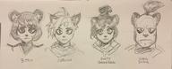Portrait artist:zako bandana character:General_Gong character:Neera_Li character:Prince_Dail character:Spade female freedom_planet male monochrome no_background safe sketch solemn text traditional // 3780x1530 // 867.2KB