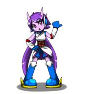 Freedom_Planet_2 artist:kenjikanzaki05 character:Sash_Lilac female open_mouth pointing safe tongue transparent_background // 500x500 // 96.5KB