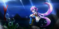 Freedom_Planet_2 artist:kenjikanzaki05 artist:villyvalley16 bubbles character:Sash_Lilac eyes_closed female safe smile underwater // 1264x632 // 83.5KB