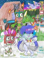 barefoot character:Carol_Tea character:Milla_Basset character:Sash_Lilac drums firedancing hula island mask tiki tribal veil witchdoctor // 1700x2200 // 1.6MB