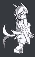 Freedom_Planet_2 artist:FreakyEd ass_shot butt character:Sash_Lilac female floofy_tail monochrome no_background safe short_tail smile tail // 1328x2124 // 624.7KB