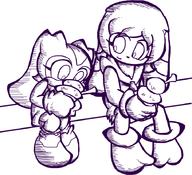 artist:pedrovin barefoot character:Cream_the_Rabbit character:Milla_Basset crossover female ice_cream monochrome safe sonic_the_hedgehog // 911x832 // 369.3KB