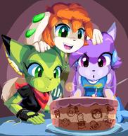 Team_Lilac artist:goshaag birthday cake character:Carol_Tea character:Milla_Basset character:Sash_Lilac freedom_planet safe // 870x919 // 151.7KB