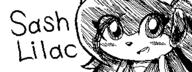 artist:sheena blushing character:Sash_Lilac freedom_planet miiverse monochrome no_background safe smile text // 320x120 // 5.6KB