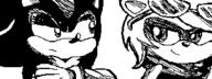 artist:sheena character:Shadow character:Spade crossover male miiverse monochrome no_background safe simple_background smile sonic_the_hedgehog // 320x120 // 4.7KB
