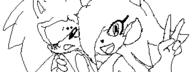 artist:joshua blushing character:Sash_Lilac character:Sonic crossover female freedom_planet male miiverse monochrome no_background romance smile sonic_the_hedgehog tagme worried // 320x120 // 3.7KB