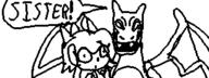 artist:christophe character:Sash_Lilac character:charizard crossover female freedom_planet miiverse monochrome no_background pokemon safe speech_bubble text // 320x120 // 3.9KB