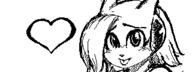 artist:zako character:Sash_Lilac female heart miiverse monochrome no_background safe sketch smile tongue_out // 320x120 // 3.6KB