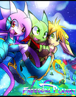 Team_Lilac Title artist:Omiza-Zu barefoot character:Carol_Tea character:Milla_Basset character:Sash_Lilac crystals female freedom_planet official_fan_art_contest_2014 safe smile text // 1024x1314 // 1.8MB