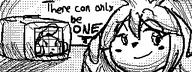 animal_crossing artist:chex character:Isabelle character:Milla_Basset crossover female miiverse monochrome safe simple_background sketch smile text // 320x120 // 4.0KB